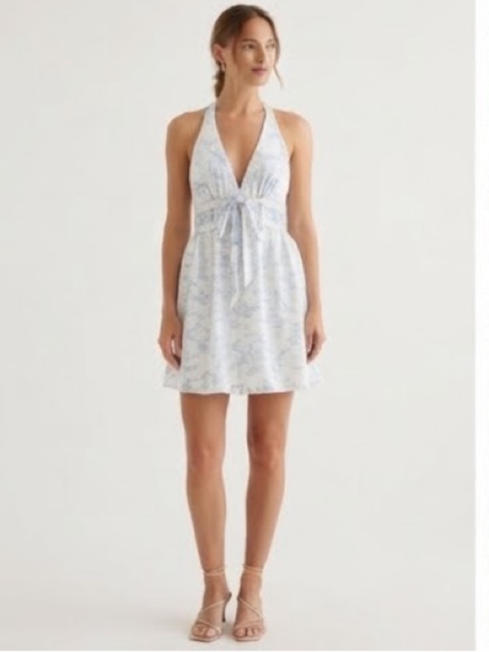 Kestan Blue & White Floral "Robin" Halter Dress